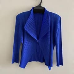 PLEATS PLEASE ISSEY MIYAKE カーディガン七分袖ブルー - メルカリ