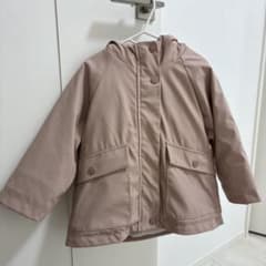 ZARA キッズ用 フード付き中綿ジャケット くすみピンクのサムネイル