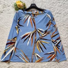 極美品♡エミリオプッチ ブラウス シルク混 バンブー柄 ライトブルー 