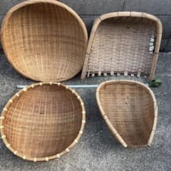 竹製 ざる かご 箕 4点セット レトロ 古民具　中古品