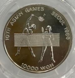 1986年ソウル第10回アジア競技大会10000ウォン銀貨 未流通 PCGS認証