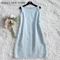 FOXEYNEW YORK✨ ワンピース ノースリーブ ライトブルー 膝丈 38