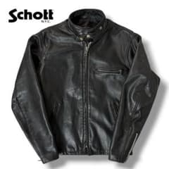 schott AT101 襟付シングルライダース トラッカージャケット 38