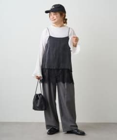 今期 ピュアルセシン サテン×レース レイヤードキャミソール 黒 - メルカリ