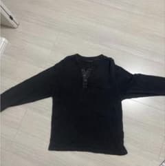 ZARA ヘンリーネック ワッフルカットソー ブラック Sのサムネイル