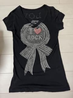LALALCUBI LOVE ROCK VネックTシャツ ブラックのサムネイル