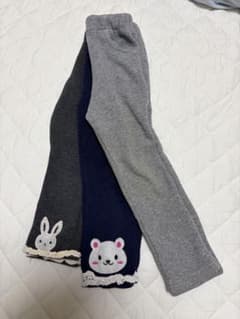 うさぎ＆くまモチーフ付き レギンス パンツ 3本セットのサムネイル