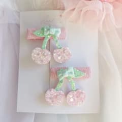 ハンドメイド* こどもヘアクリップ2点(77) さくらんぼ ピンク - メルカリ