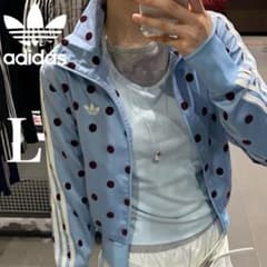 新品L⭐️adidas サテン 水玉 トラックトップ ブルー Polka Dots