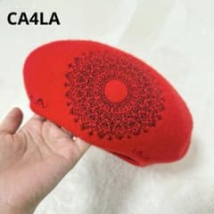 カシラ CA4LA GENTS ベレー帽 刺繍 ウール 23レッド 未使用級