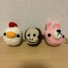 ハンドメイド あみぐるみ 3点セット ニワトリ サル ウサギ - メルカリ