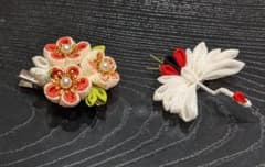 つまみ細工　七五三　お祝い　髪飾り　鶴　梅のサムネイル