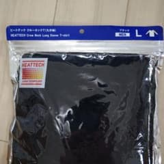 ユニクロ ヒートテック クルーネックT 九分袖 ブラック Lのサムネイル