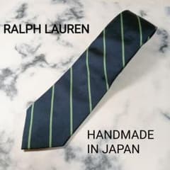 RALPH LAUREN ネクタイ ダイアゴナルストライプ グリーン 日本製