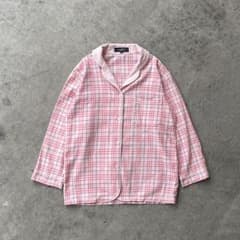 90s 日本製 BURBERRY ノバチェック パジャマシャツ ピンク S ネル 