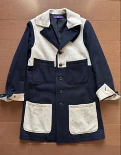 Ys ワイズ ウールコート ネイビー×ベージュ Ys ワイズ ウールコート ネイビー×ベージュ - メルカリ