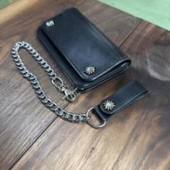 ⑴ トラッカーウォレット シルバー 栃木レザー ミドルサイズ アポロ