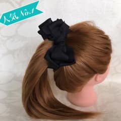 【No.001 simple ribbon】ブラック　バナナクリップ - 4