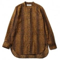 【RUDE GALLERY】レオパード柄　リネン長袖シャツ　バンドカラー　L RUDE GALLERY】レオパード柄 リネン長袖シャツ バンドカラー L
