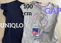 ユニクロ　女の子100半袖フリルTシャツ　GAPグレー　まとめ売りのサムネイル