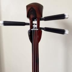 三線□仲嶺盛文□本皮楔(クサビ)張り□カマゴン黒檀□未使用 黒木