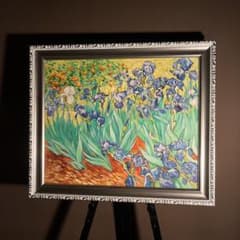 ★特大秀作★ 手書き油絵 イエローローズ 肉筆絵画 額付き インテリア 油彩画 ☆秀作☆ 手書き油絵 ゴッホ アイリス 額付 肉筆絵画 インテリア 油彩