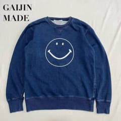 GAIJIN MADE 스마일 스웨트 인디고 염색 M 이전 V 가젯