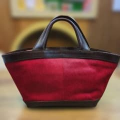 ハラコ素材 トートバッグ レッド×ブラウンのサムネイル