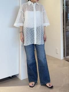 新品 ASTRAET ドット ジャガード ショートスリーブシャツ 半袖 シアー