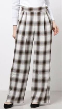 PHEENY レーヨン チェック パンツ ブラウン 2のサムネイル