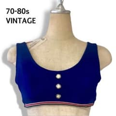 70s-80s VINTAGE ビスチェ トリコロールブラトップ ブルー 水着のサムネイル
