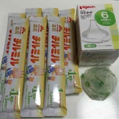 母乳実感乳首１個 森永フォローアップミルク7本のサムネイル