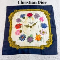 希少】 鐘紡 クリスチャンディオール ヴィンテージ 大判スカーフ 花柄 
