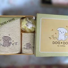 ウチノ dog dog バスタオル、ハンドタオル、バススポンジ 3点セット