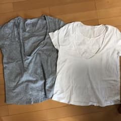 【2点まとめ】無印良品　マタニティ Tシャツ　白／グレーのサムネイル