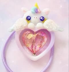 レジンアクセサリー にゃむにゃむ♡キッズ ヘアゴム ハート ユニコーン