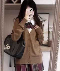 スクールカーディガン ブラウン Vネック 学生服のサムネイル