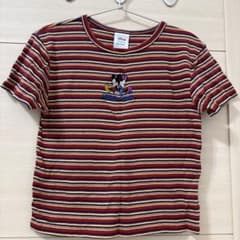 MOUSSY Disney ミッキー＆ミニー ボーダー クロップドTシャツのサムネイル