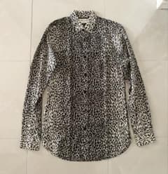 サンローラン　ベイビーキャット　レオパード　長袖ドレスシャツ　37 ケリングタグ サンローラン ベイビーキャット レオパード 長袖ドレスシャツ 37