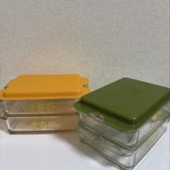 PYREXオールドパイレックス 昭和レトロガラス保存容器 蓋付き2段2