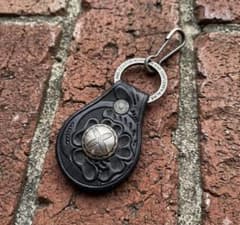RRL レザー キーホルダー/キーリング コンチョ カービング ツールド
