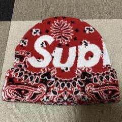 Supreme ニット帽 赤 雪の結晶デザインのサムネイル