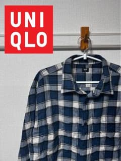 ユニクロ　UNIQLO ネルシャツ　チェックシャツ　青のサムネイル