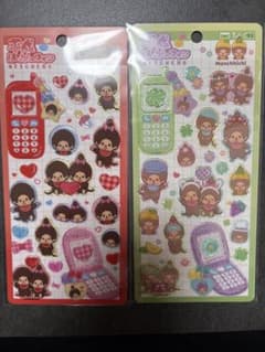 新品　正規品　平成はっぴーフォン　シール　モンチッチ ステッカー　 2枚セットのサムネイル
