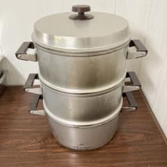 E-2 昭和レトロ ホクセイ ながらセイロ 3段式 アルミ製 蒸し器 両手鍋 HNH ホクセイ アルミセイロ 3段 蒸し器 30㎝ 昭和レトロ - メルカリ