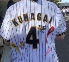 阪神タイガース 熊谷選手 ユニフォーム Mサイズ 阪神タイガース レプリカユニフォーム ビジター 4 熊谷選手 Mサイズ