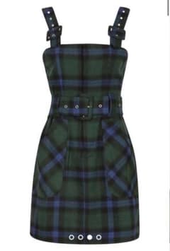 boohoo チェック柄バックルディテールピナフォールドレスのサムネイル