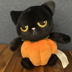 ハロウィン パンプキン 黒猫 ぬいぐるみのサムネイル