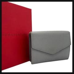 ボナベンチュラ レターウォレット 三つ折り財布 グレー レザー - メルカリ