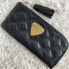 極美品】アタオ リモ ブラックダイヤ 長財布 キルティング L字